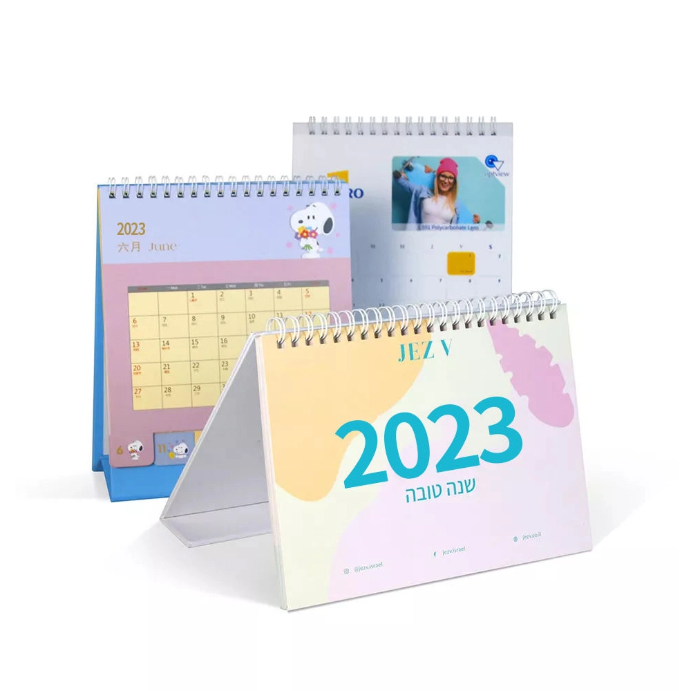 2024 Year Calendar Printing Company OEM Logo Art Paper Board Book Printing Wall Office Table English Schedule Desk Planner Calendar