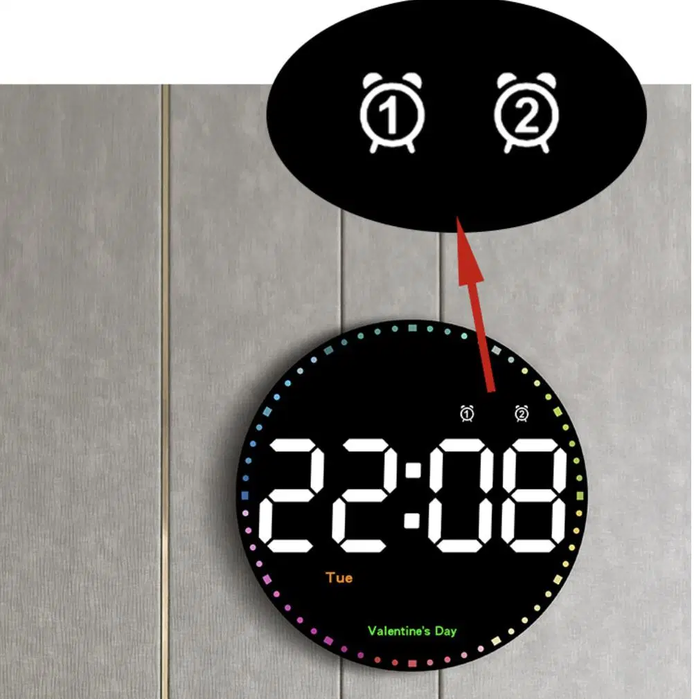 Colorful 10 Inch Calendar Big Digital Wall Clocks Home Decor Modern Alarm