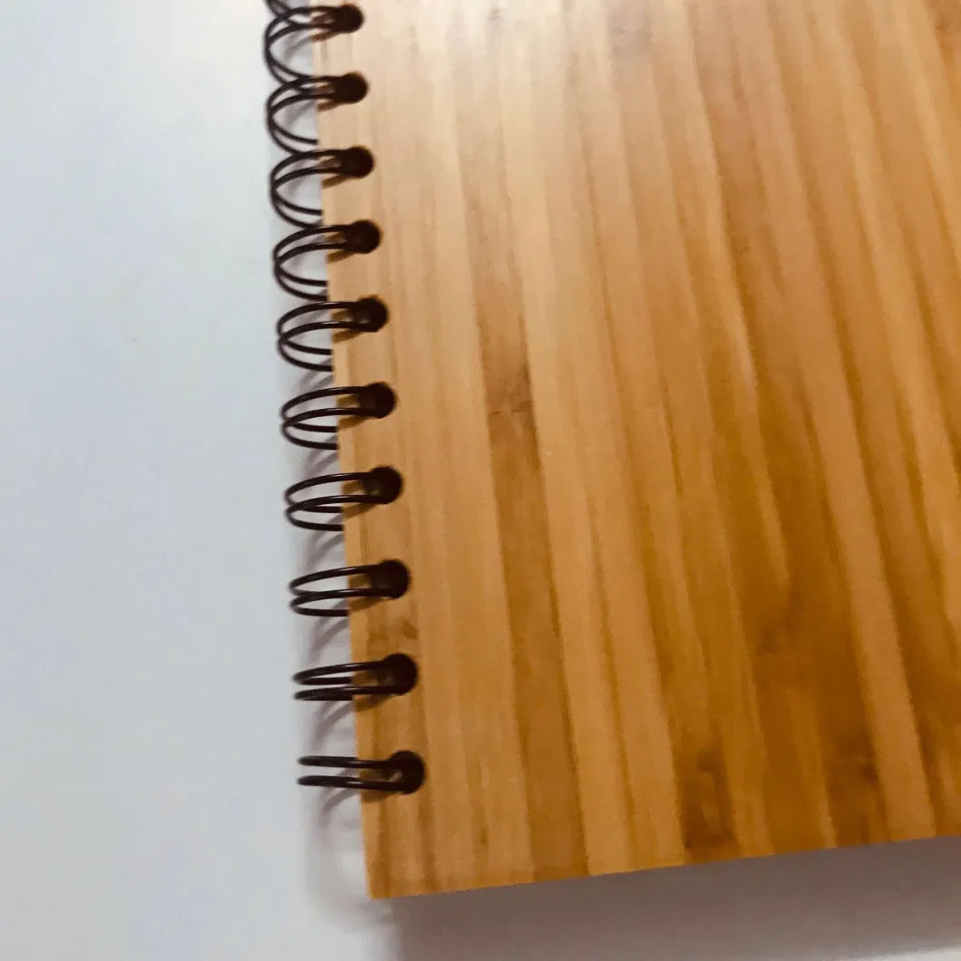 Office Supply Bamboo Cover Spiral Notebook with Ball Pen for Promotional Gift