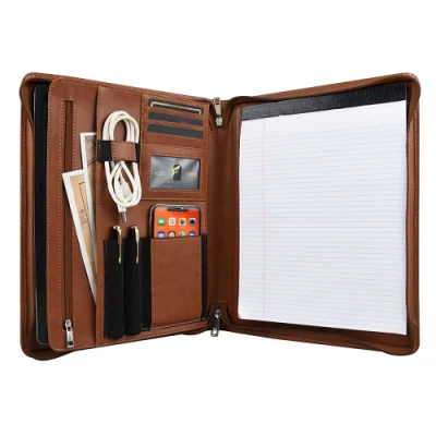 Portefeuille d'affaires professionnel en cuir PU Padfolio PU avec bloc-notes A4 pour CV